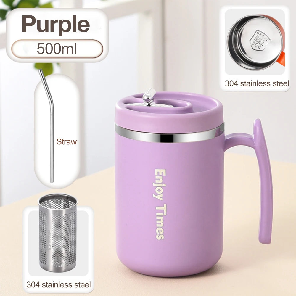 Tasse Isotherme Portable à Thé avec Filtre en Acier + Paille OFFERTE
