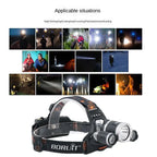 Lampe Frontale Triple Eclairage - Puissance Max