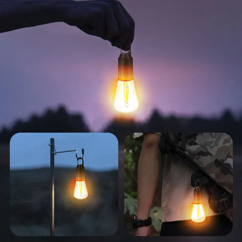 Lot de 2 Lampes de camping LED portable avec crochet - Chargement USB + 1 OFFERTE