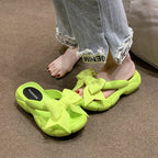 Tongs à semelle compensée avec nœud papillon pour femmes