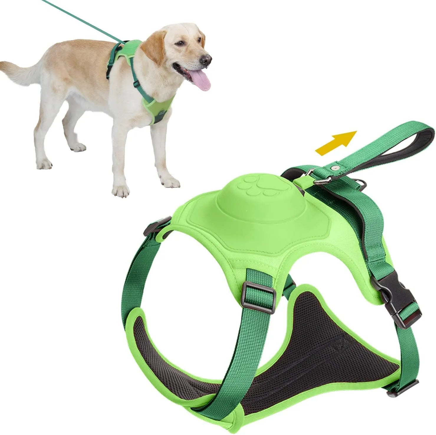 Dog harness with integrated retractable leash