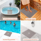 Tapis de Douche Antidérapant 53×53 cm – Ventouses et Trous de Drainage