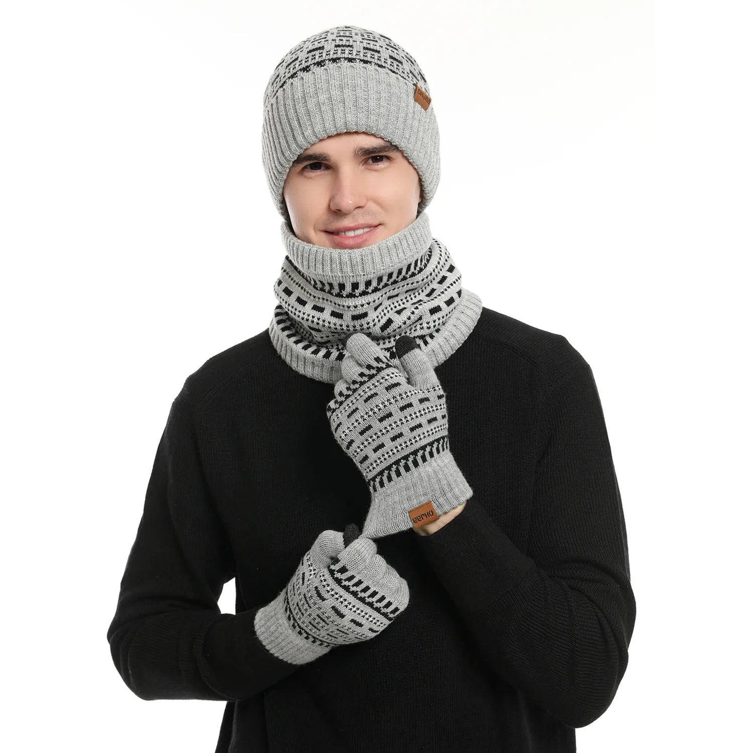 Ensemble d'hiver 3 pièces - Gants + Cache cou + Bonnet - Homme