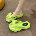 Tongs à semelle compensée avec nœud papillon pour femmes