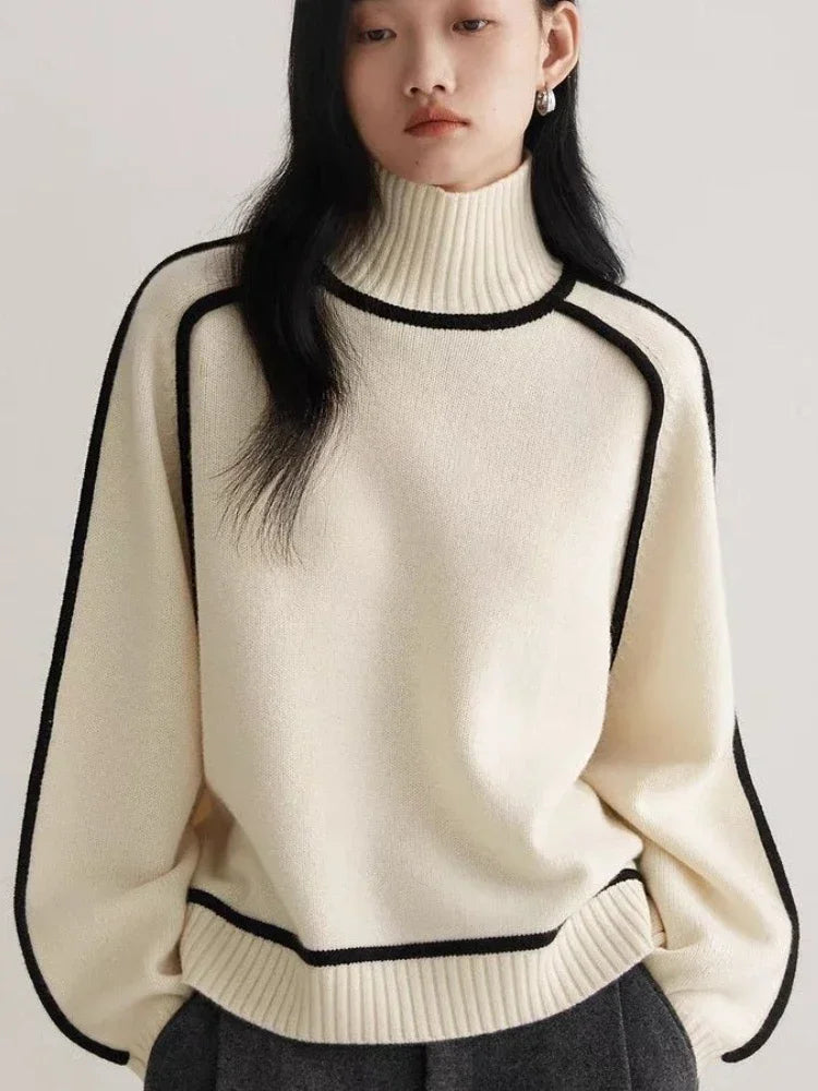 Pulls à col roulé tricot graphique pour femmes