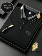 Polo Homme Luxe Brodé Cheval – Manches Courtes, Style Milan et Élégance Business Casual