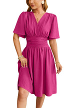 Cotton V-Neck Shirred Waist Dress - Summer 2024 Collection