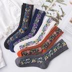 Lot de 5 Chaussettes à fleures brodées Vintage