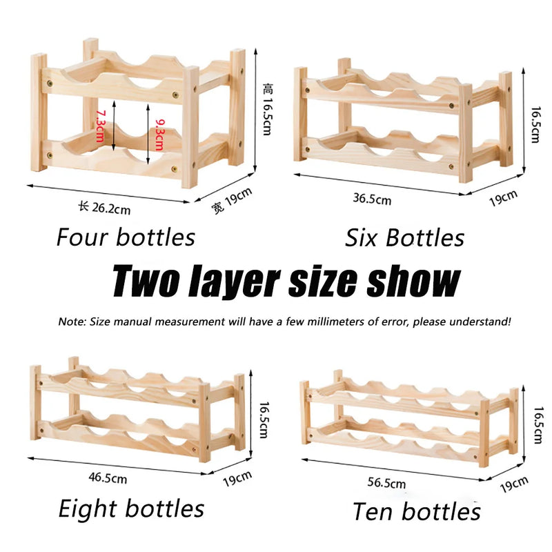 Étagère de rangement en Bois pour Bouteilles de Vin - 2/3 Niveaux