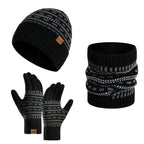 Ensemble d'hiver 3 pièces - Gants + Cache cou + Bonnet - Homme