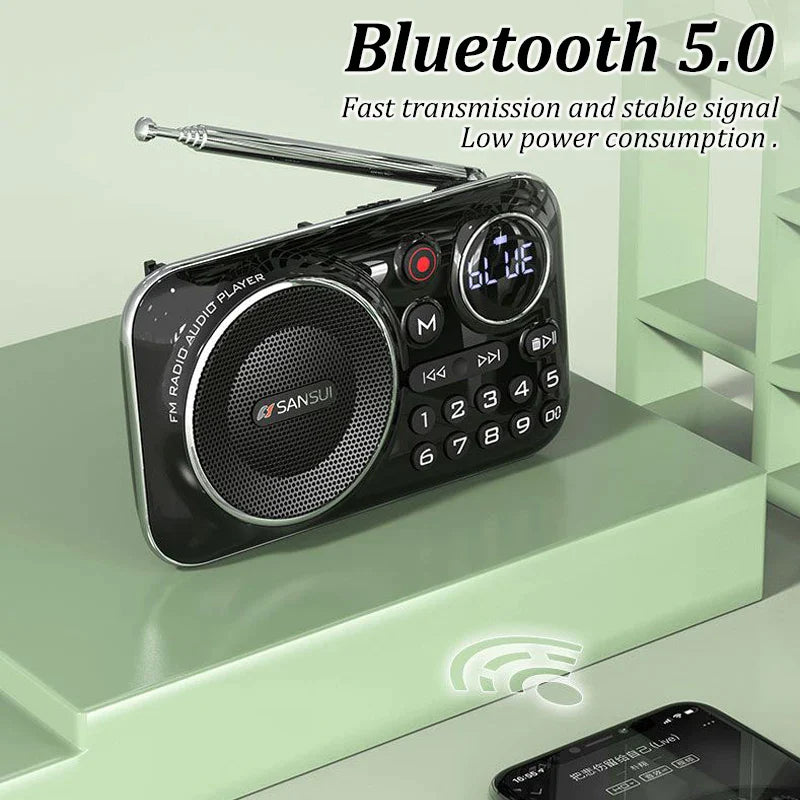 Mini Radio FM Vintage 4 en 1 avec fonction enregistrement - Bluetooth + Lecteur USB et Carte SD