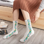 Lot de 5 Chaussettes à fleures brodées Vintage