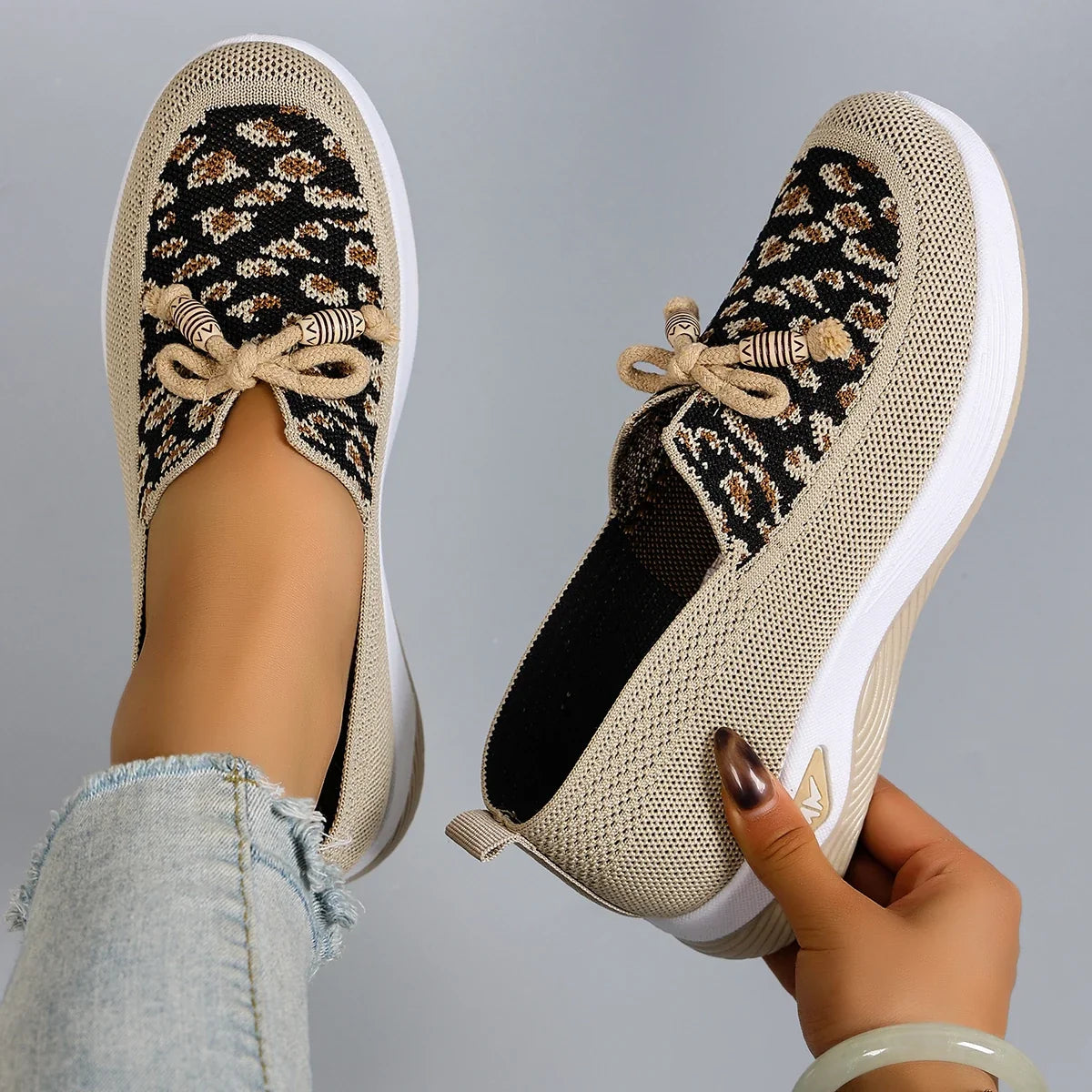 Baskets Slip-On Femme en Maille – Légères, Respirantes et Confortables à Semelle Épaisse