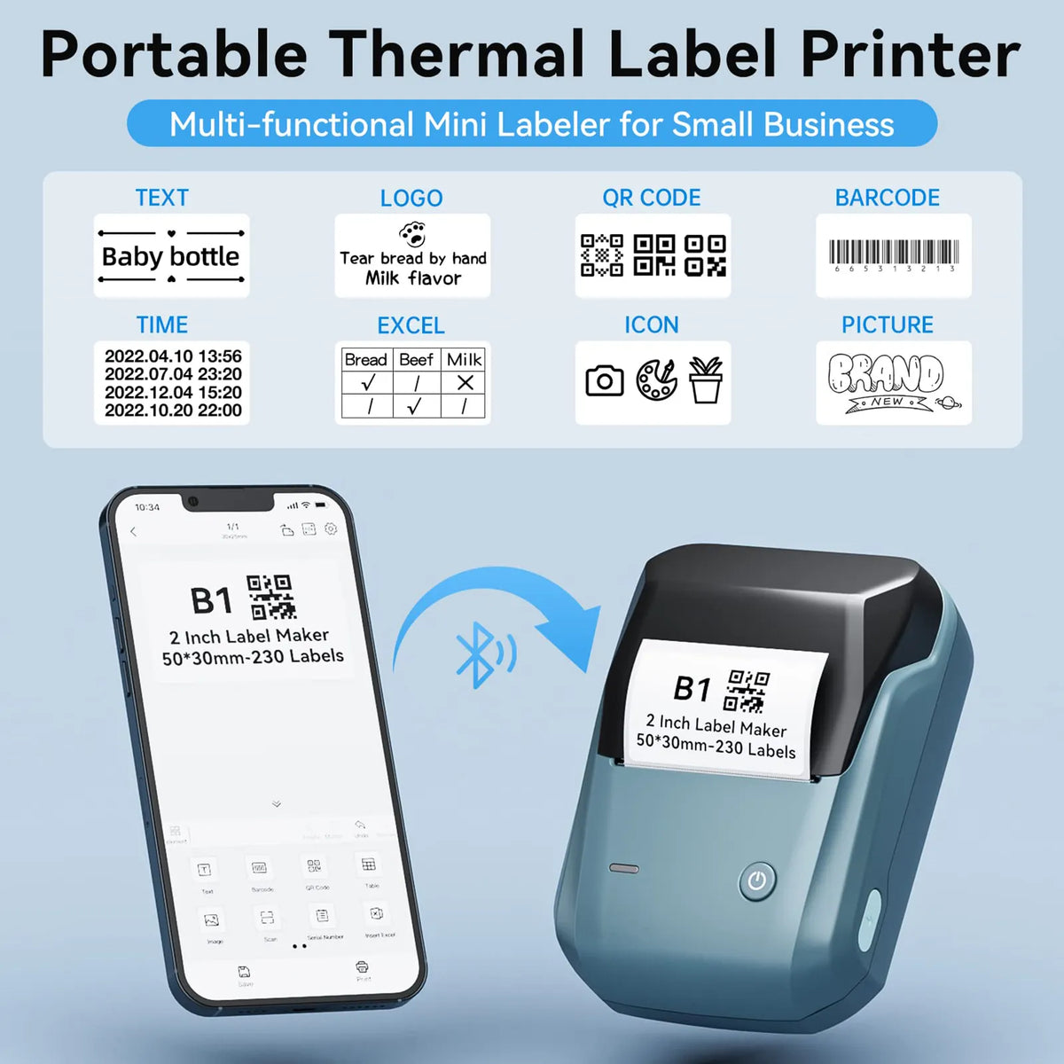 Imprimante NIIMBOT B1 Bluetooth Imprimante étiquettes Niimbot B1 Bluetooth - Mini Imprimante Portable 203 Dpi étiqueteuse Niimbot Imprimante NIIMBOT B1 Bluetooth Imprimante étiquettes Niimbot B1 Bluetooth - Mini Imprimante Portable 203 Dpi étiqueteuse Niimbot