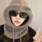 Knitted Balaclava Hoodie - Women