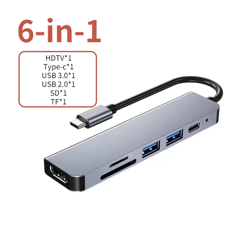 Hub USB-C Multiports avec HDMI 4K et Charge PD – Adaptateur USB 3.0 pour PC, MacBook et Tablette
