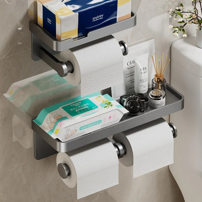 Porte-Papier Toilette avec Etagère de Rangement Intégrée