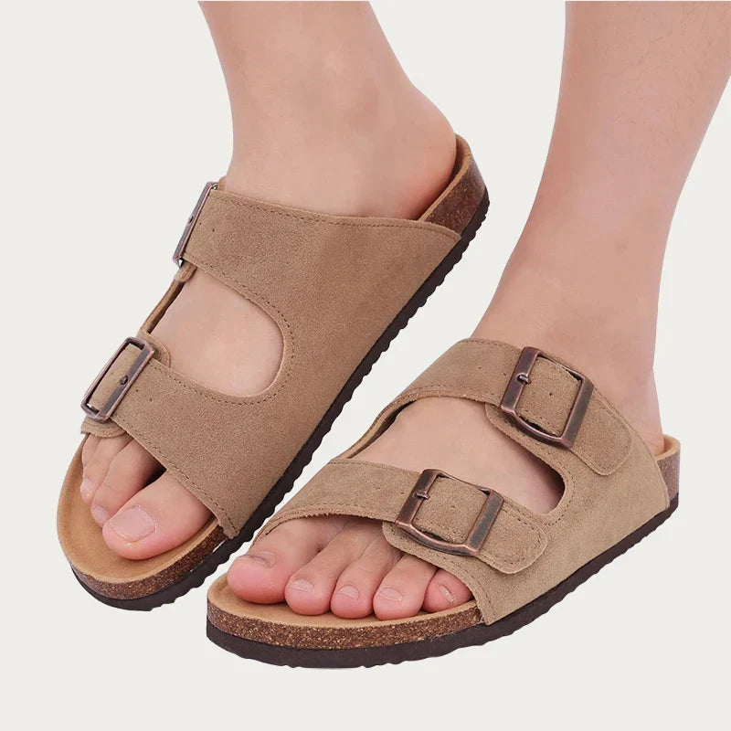Sandales Croisées Suédine Antidérapantes Confort Quotidien