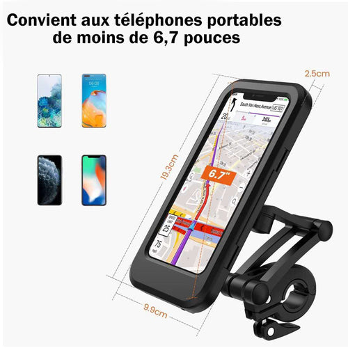 Support de téléphone imperméable et tactile pour vélo