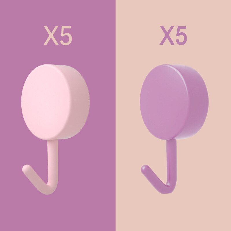 Pack of 10 colorful self-adhesive wall hooks
