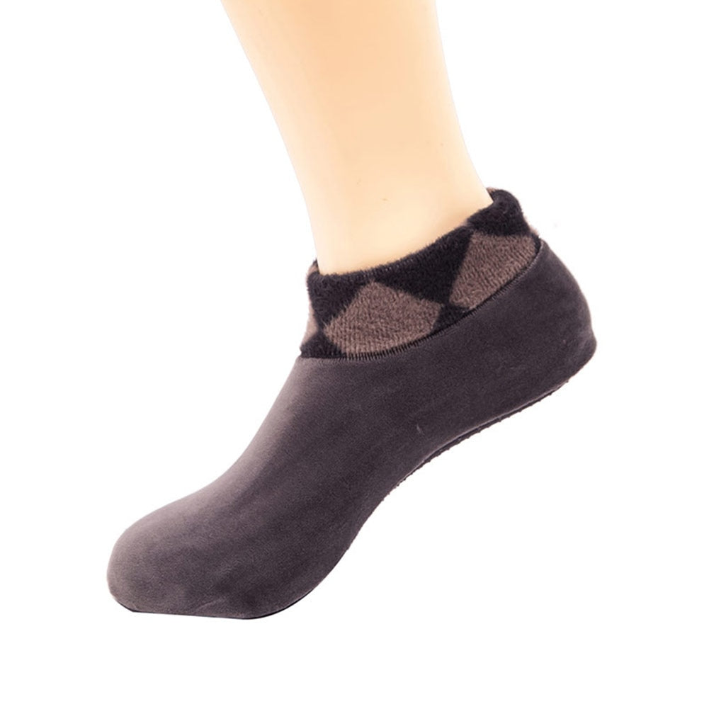 2x Paires de chaussettes d'intérieur épaisses et antidérapantes