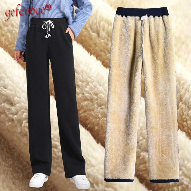 Pantalon décontracté d'hiver épais pour femmes
