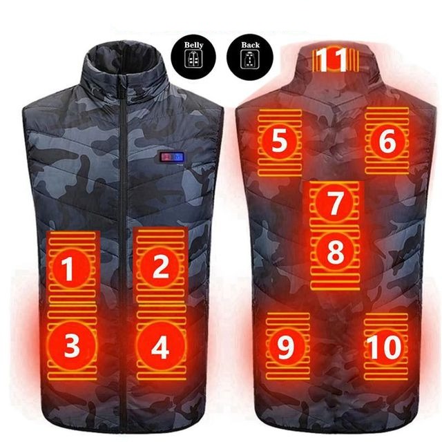 Gilet Chauffant Electrique - 8 Zones chauffantes
