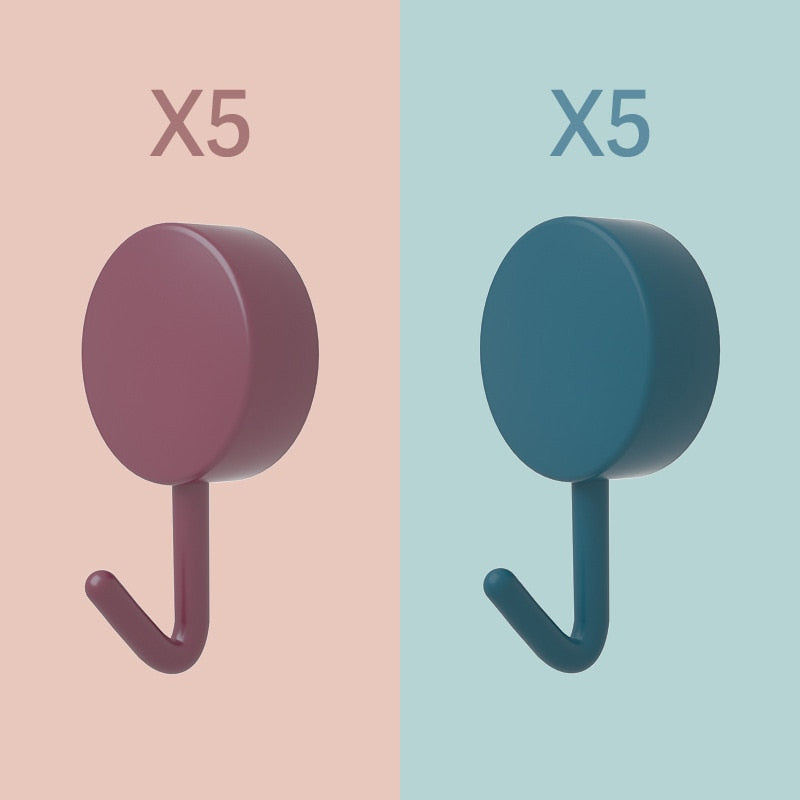 Pack of 10 colorful self-adhesive wall hooks