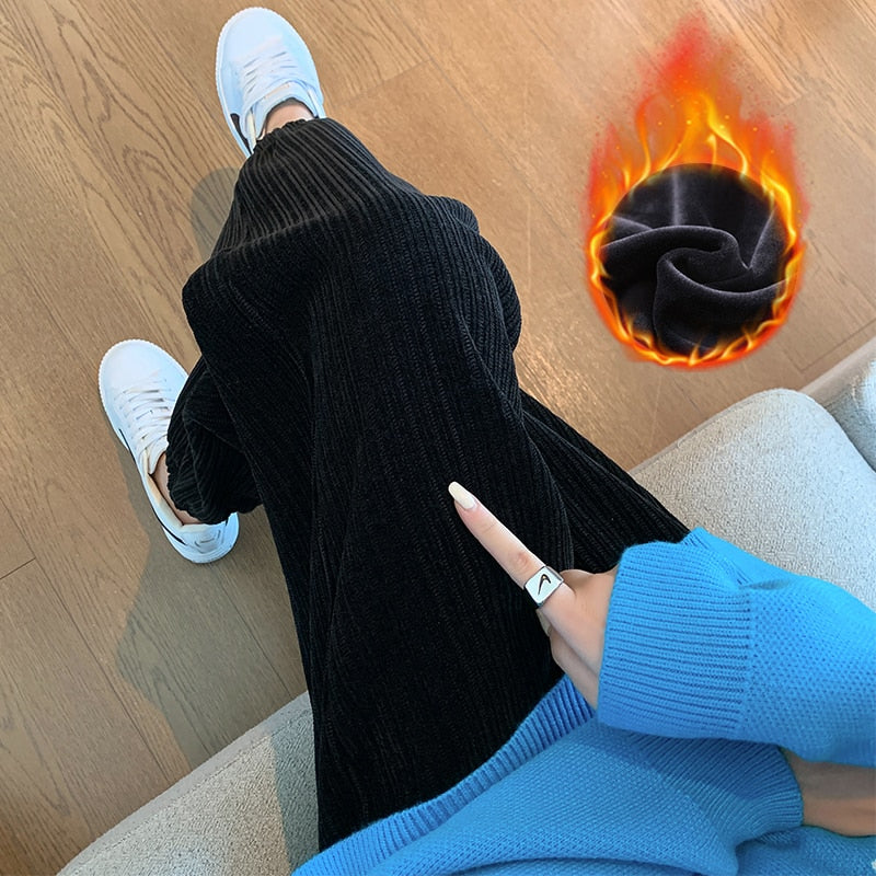 Pantalon d'hiver chaud en velours côtelé