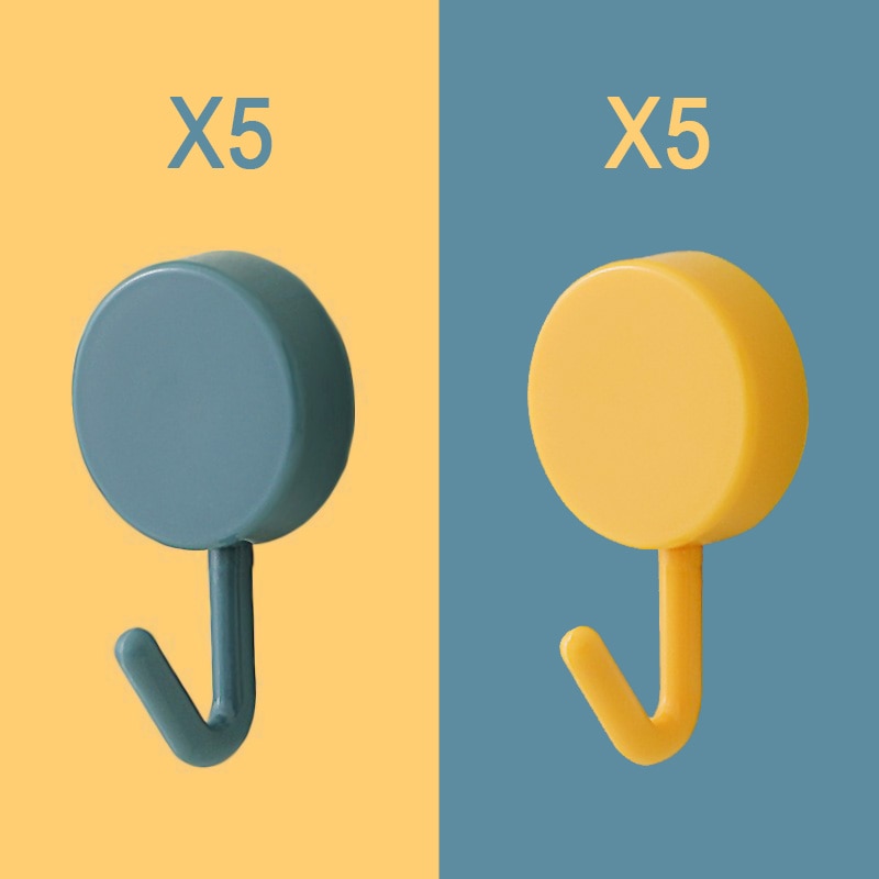 Pack of 10 colorful self-adhesive wall hooks