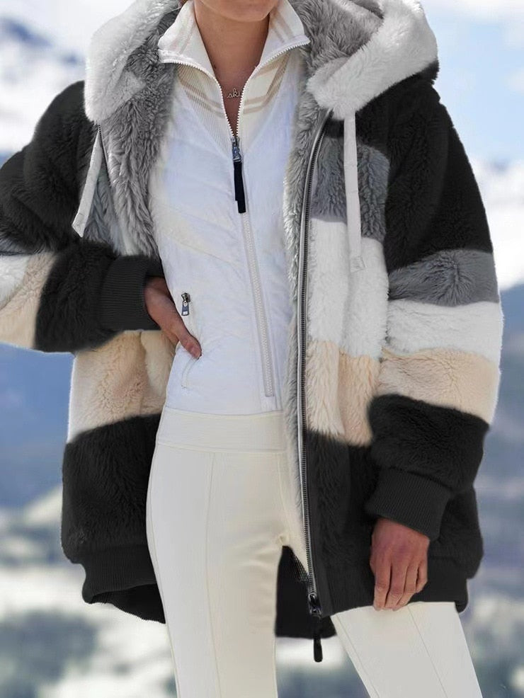 Elegant women's hooded fleece