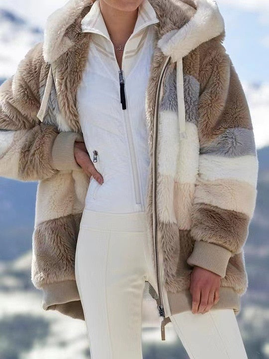 Elegant women's hooded fleece