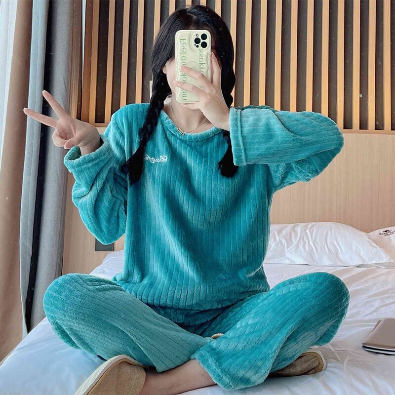 Pyjama d'hiver chaud en flanelle - Femme