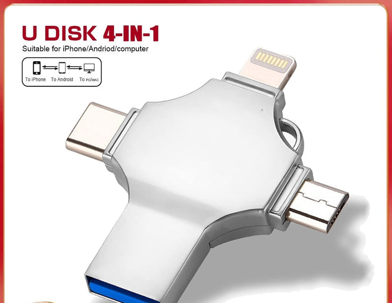 Clé USB 4 EN 1 64GB - PC, Téléphone, Tablette