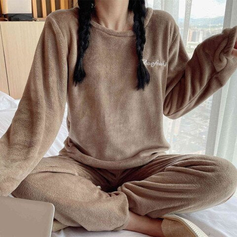 Pyjama d'hiver chaud en flanelle - Femme