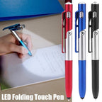 3x Stylo pliable avec lumière LED intégrée