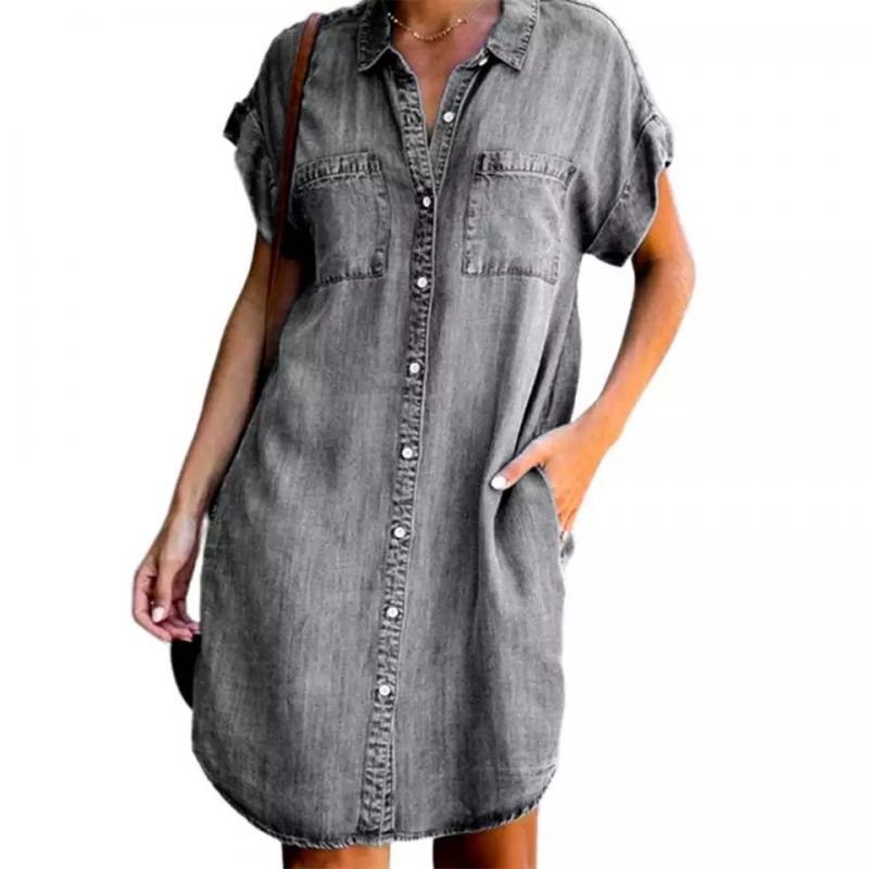 Robe décontractée à manches courtes en jean
