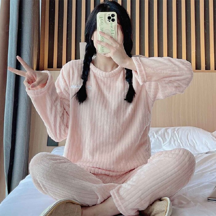 Pyjama d'hiver chaud en flanelle - Femme