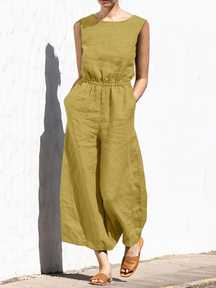 Combinaison pantalon en lin respirant femme