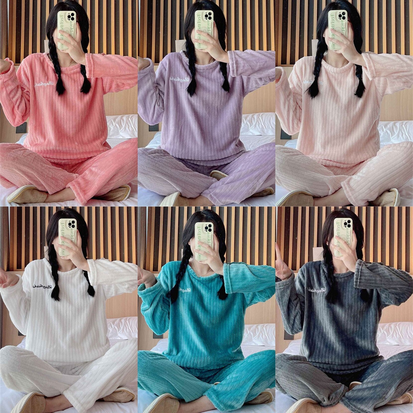 Pyjama d'hiver chaud en flanelle - Femme