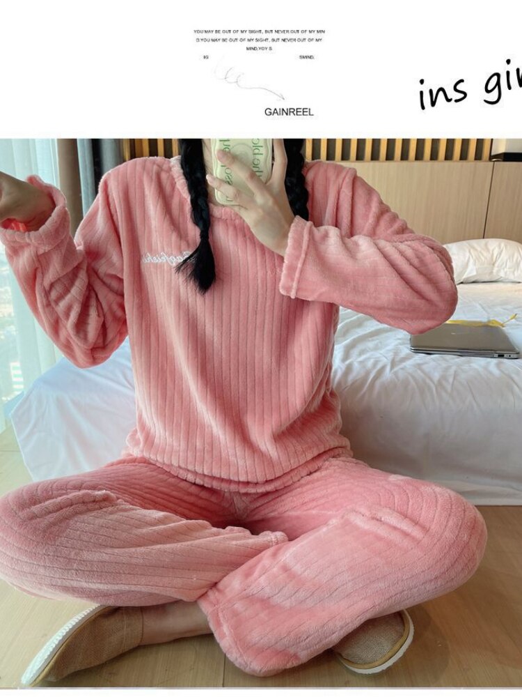 Pyjama d'hiver chaud en flanelle - Femme