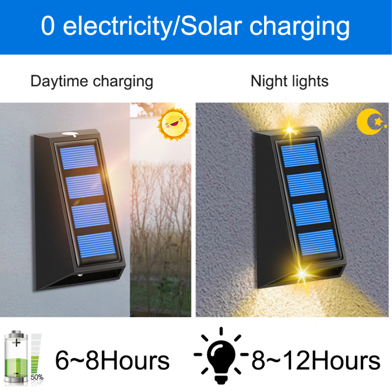 Lot de 4 Appliques murales solaires RVB