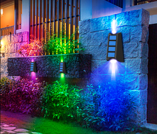 Lot de 4 Appliques murales solaires RVB