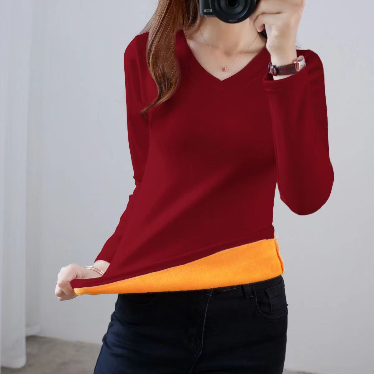 Pull thermique intérieur fourrure