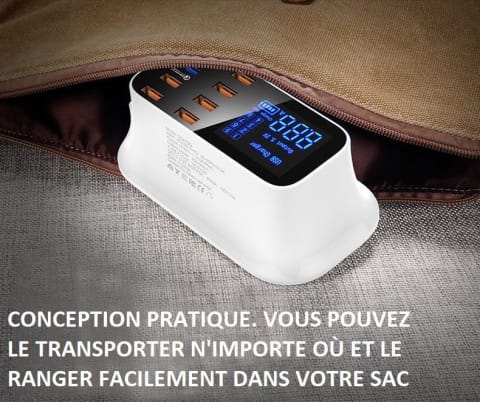 Chargeur Rapide USB 8 Ports 3.0 - Affichage LCD